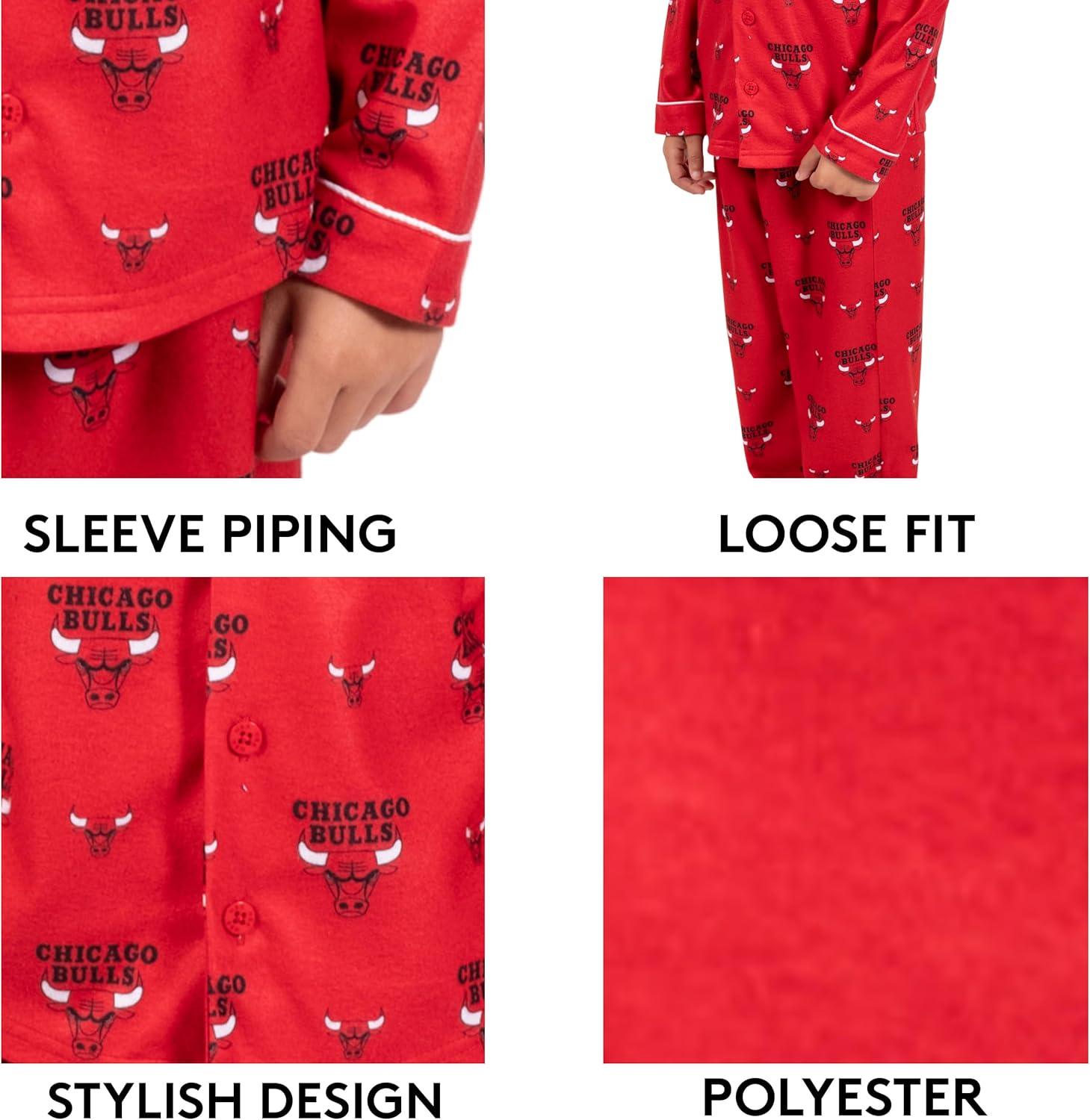 imageUltra Game Youth NBA Official 2Piece Pajama Pants ampamp Button Down Shirt SetToddler Sizes