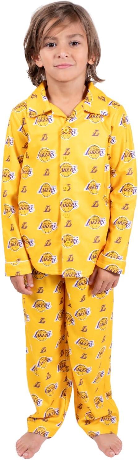 imageUltra Game Youth NBA Official 2Piece Pajama Pants ampamp Button Down Shirt SetToddler Sizes