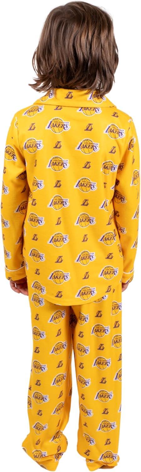 imageUltra Game Youth NBA Official 2Piece Pajama Pants ampamp Button Down Shirt SetToddler Sizes