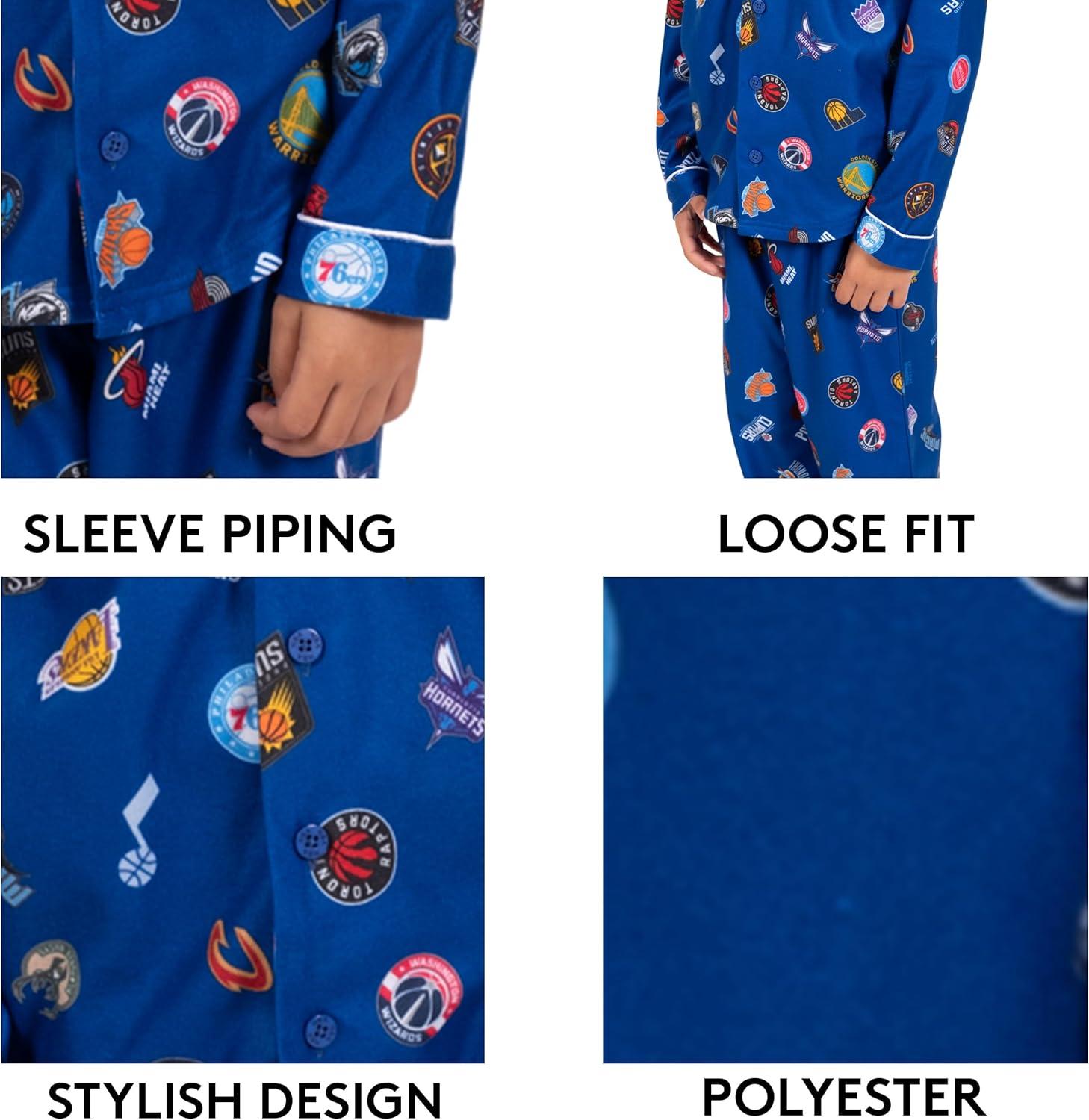 imageUltra Game Youth NBA Official 2Piece Pajama Pants ampamp Button Down Shirt SetToddler Sizes