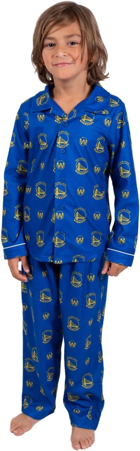 imageUltra Game Youth NBA Official 2Piece Pajama Pants ampamp Button Down Shirt SetToddler Sizes