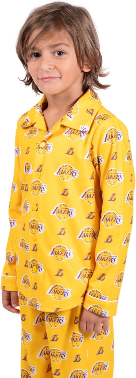 imageUltra Game Youth NBA Official 2Piece Pajama Pants ampamp Button Down Shirt SetToddler Sizes