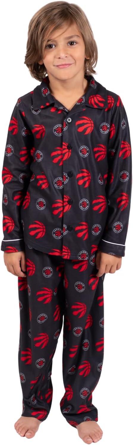 imageUltra Game Youth NBA Official 2Piece Pajama Pants ampamp Button Down Shirt SetToddler Sizes