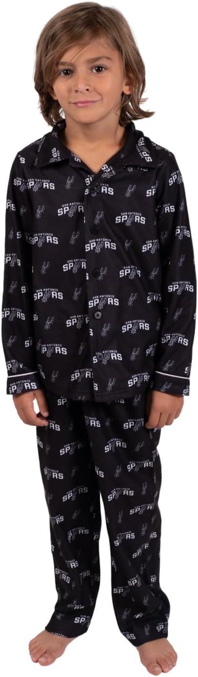 imageUltra Game Youth NBA Official 2Piece Pajama Pants ampamp Button Down Shirt SetToddler Sizes