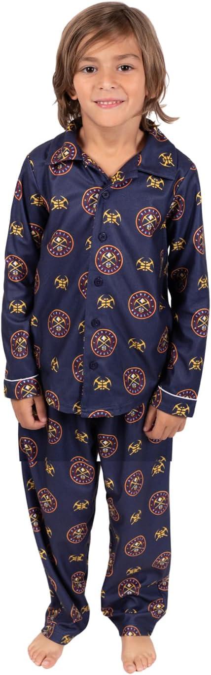 imageUltra Game Youth NBA Official 2Piece Pajama Pants ampamp Button Down Shirt SetToddler Sizes