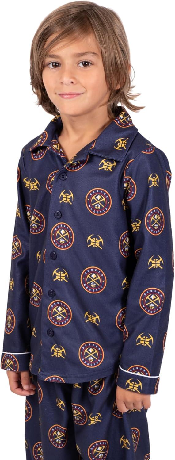 imageUltra Game Youth NBA Official 2Piece Pajama Pants ampamp Button Down Shirt SetToddler Sizes