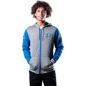imageUltra Game NFL Mens Super Soft Fleece Full Zip Hoodie Varsity SweatshirtHeather Gray