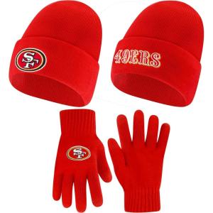 imageUltra Game Youth NFL Official 2 Pack Super Soft Winter Beanie Knit Hats with Warm Touch Screen Gloves  Boys ampamp GirlsTeam Color