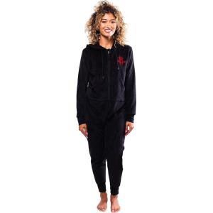 imageUltra Game Womens NBA Official Sleepwear Super Soft Fleece Onesie Pajama Hooded JumpsuitHouston Rockets