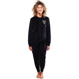 imageUltra Game Womens NBA Official Sleepwear Super Soft Fleece Onesie Pajama Hooded JumpsuitMilwaukee Bucks
