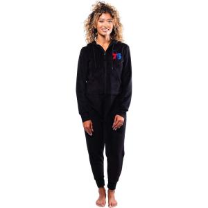 imageUltra Game Womens NBA Official Sleepwear Super Soft Fleece Onesie Pajama Hooded JumpsuitPhiladelphia 76ers